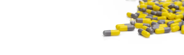 Жовта Сіра Пробіотична Таблетка Білому Тлі Пробіотична Добавка Здоров Гут — стокове фото