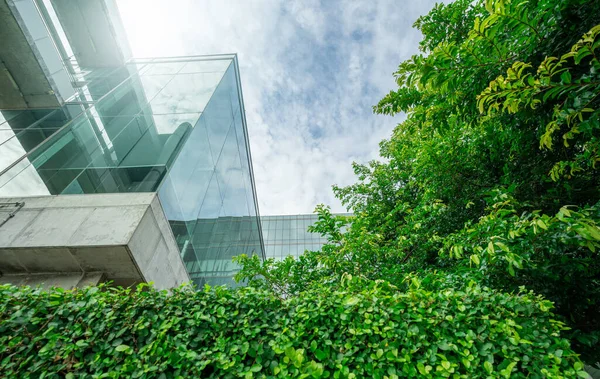 Edifício Verde Sustentável Edifício Ecológico Cidade Moderna Edifício Escritórios Vidro — Fotografia de Stock
