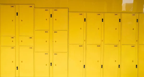 stock image Self-service storage locker. Service of automated locker storage for tourists. Luggage and parcel delivery service. Package locker. Mass transit system. Hour and daily storage of items luggages.