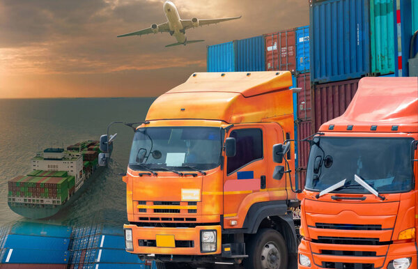 Negocios Globales Logísticos Transporte Importan Bienes Exportación Contenedor Logístico Con — Foto de Stock