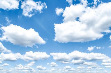 Beautiful blue sky and white cumulus clouds abstract background. Cloudscape background. Blue sky and fluffy white clouds on sunny days. Blue sky and daylight. World Ozone Day. Ozone layer. Summer sky. clipart