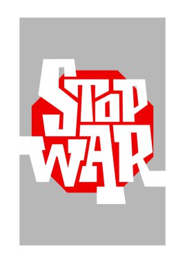 Poster Savaş Dursun. Typography ile vektör illüstrasyon. Barış için savaş, barış için savaş. Protesto işareti. Dünya barışı. Dikey şablon