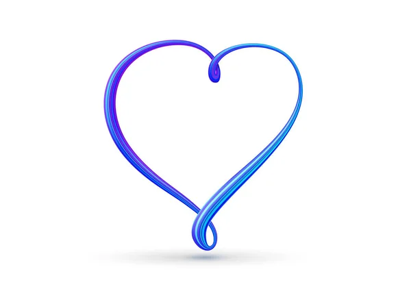 Rámeček Tvaru Modrého Srdce Pro Text Nebo Objekt Objemové Neonové — Stockový vektor