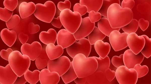 Padrão Voar Corações Realistas Balões Volumétricos Vermelhos Forma Corações Fundo Gráficos De Vetores