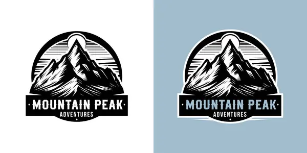 Vintage Vector Mountain Embleem Met Typografie Logo Voor Expedities Tours Rechtenvrije Stockvectors