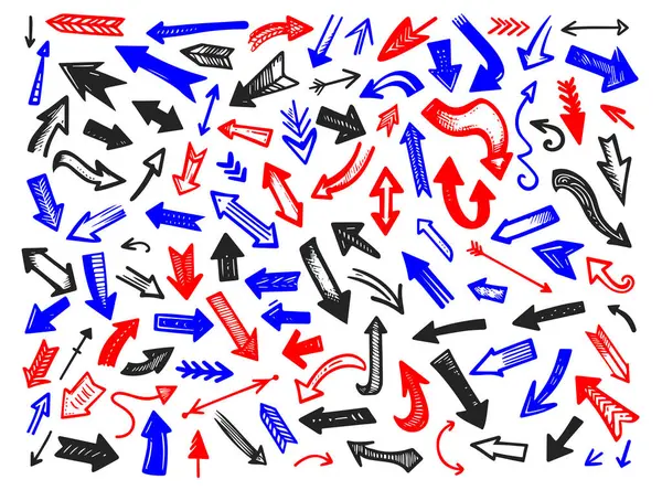 Шаблон Sketchy Arrows Изолированном Фоне Векторная Коллекция Ручных Направленных Символов Стоковый вектор