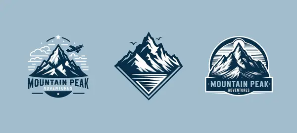 Conjunto Logotipos Descoberta Vetorial Livre Com Pico Montanha Emblema Para Vetores De Stock Royalty-Free