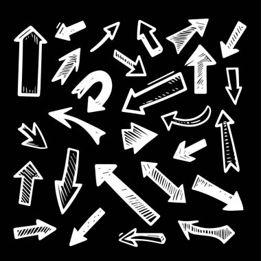 Chalkboard Arrow Sketches, Vector Collection of Hand Infographics ve Creative Presentations için Kara Tahta Karalamalar çizdi. Sunum ve Bilgi Tasarımı için Vektör Resimleri. 