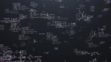 Siyah arkaplanda ilerleyen matematik formülleri