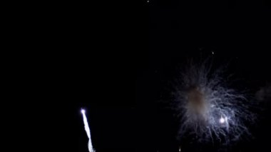 Siyah arka planda parlak, güzel havai fişekler. 