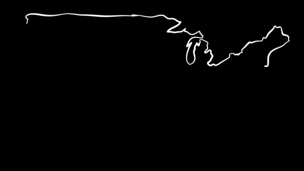 Карта Америки Нарисована Графически Контуром Краски Черном Фоне — стоковое видео