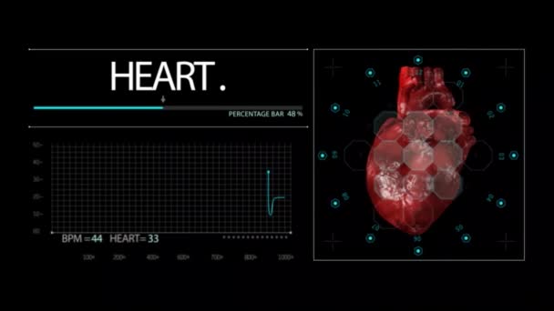 Examen Médical Rythme Cardiaque Avec Cardiogramme Couleur Néon Sur Fond — Video