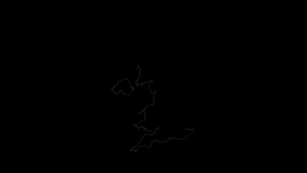 イギリスの地図は黒い背景に緑のペンキで描かれています — ストック動画