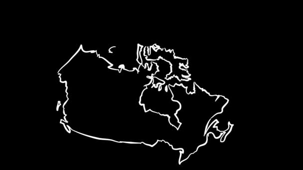 白い塗料で彩られた黒い背景の地図の一部 カナダ — ストック動画