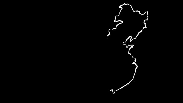 地図の一部 黒い背景に描画する — ストック動画