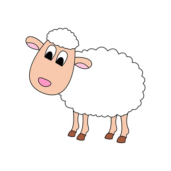 卡通版本上可爱的羊动物 — 图库矢量图片