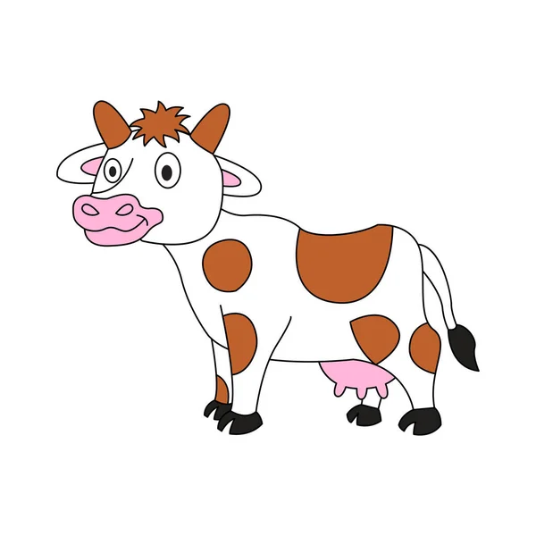 Mignon Animal Vache Sur Dessin Animé Version — Image vectorielle