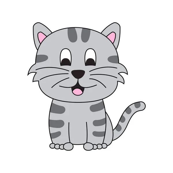 Animal Mignon Chat Sur Version Dessin Animé — Image vectorielle