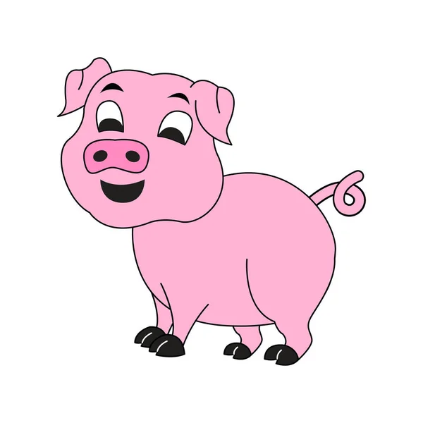 Animal Mignon Porc Sur Version Dessin Animé — Image vectorielle