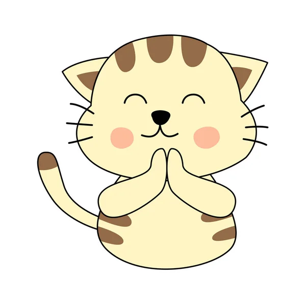 Clipart Cartoon Version Cat Thai Greeting Action — Stock Vector