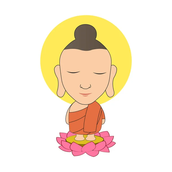Clipart Versão Desenho Animado Senhor Stand Buddha —  Vetores de Stock