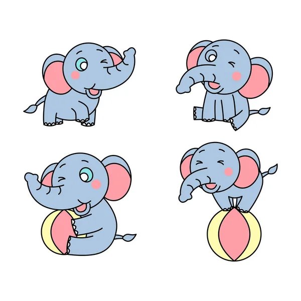 Cliparts Cartoon Version Cute Elephants — Stock Vector