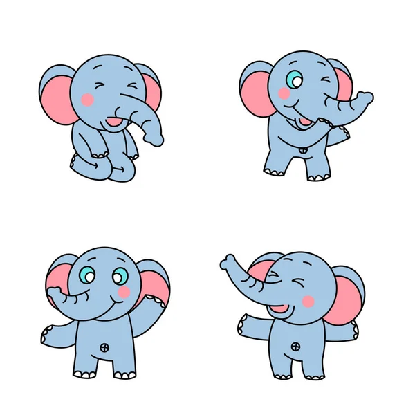 Cliparts Cartoon Version Cute Elephants — Stock Vector