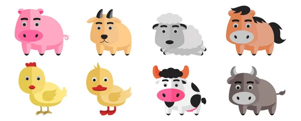 Clipart Set Livestock Cute Design — Stock Vector