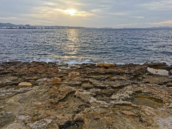 Solnedgång Sant Antoni Portmany Ibiza — Stockfoto