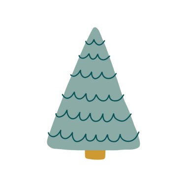 El çizimi Noel ağacı. Modern boho kaprisli karalama çizimi. 