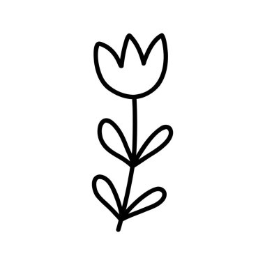 Flower cartoon illustration doodle style. Hand drawn line sketch floral vector icon
