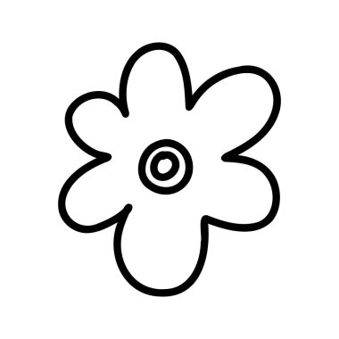 Flower cartoon illustration doodle style. Hand drawn line sketch floral vector icon