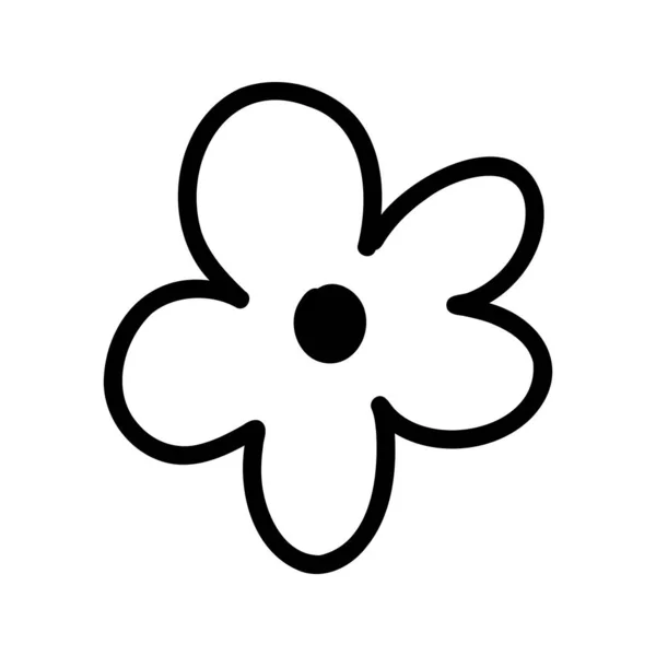 Flower Cartoon Illustration Doodle Style Hand Drawn Line Sketch Floral — 스톡 벡터