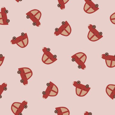 Güzel arabaları olan kusursuz bir desen. Noel şirin boho modern resim. Yeni yıl illüstrasyon yüzey teslimat servisi. Vektör illüstrasyonu