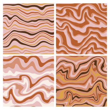 Soyut Girdap Retro 70 'ler Muhteşem Dalgalı Arkaplan Kalıp Vektörü Çizimi