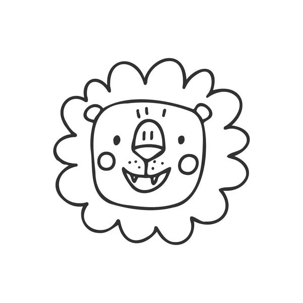 Hand Drawn Cute Lion Vector Illustration Doodle Vector Illustration Posters — Stock Vector