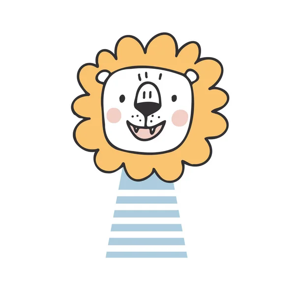 かわいいライオン ベビーシャワー用ベクトルキャラクター かわいいベクトルイラスト子供ライオン ギフト包装に理想的なプリント — ストックベクタ