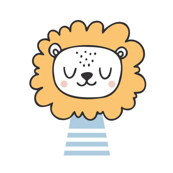 Niedlicher Löwe Vektor Zeichen Für Babydusche Nette Vektor Illustration Kinder — Stockvektor