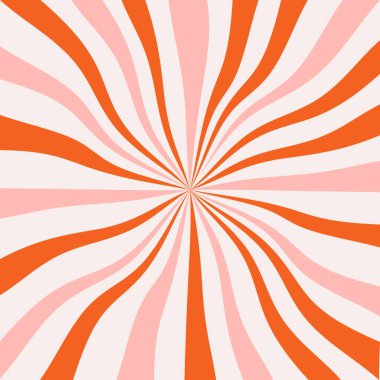 Güneş patlaması ya da yıldız patlaması ile geçmişe dönük arkaplan. Klasik renk paleti, girdap çizgileri olan desenler. 60 'ların vektör illüstrasyonu.