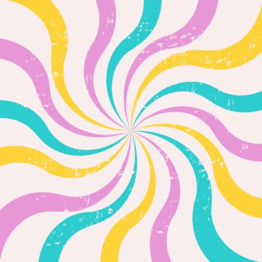 Dalgalı spiral çizgili bir dizaynda, eski bir yıldız patlaması veya güneş patlaması arka plan vektör deseni ile harika bir renk paleti