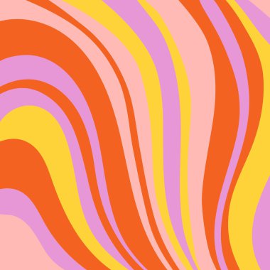 Retro groovy renkli soyut sanat şablonu seti, vektör