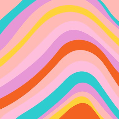 Retro groovy renkli soyut sanat şablonu seti, vektör