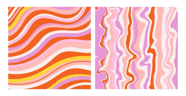 Retro Groovy Colorido Conjunto Plantillas Arte Abstracto Vector — Archivo Imágenes Vectoriales