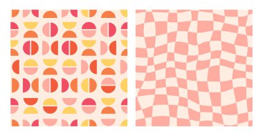 60 'larda, 70' lerde, 80 'lerde, geometrik soyut arka planlarda kusursuz desenlerin toplanması. Şık, modaya uygun doku koleksiyonu