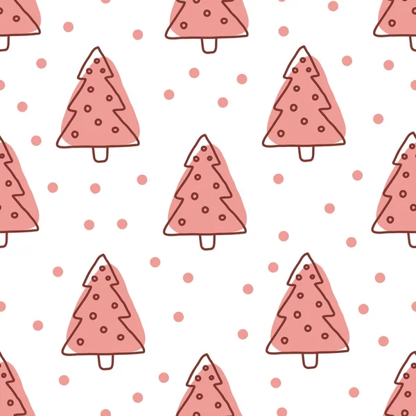 Nahtloses Muster Mit Weihnachtsbäumen Urlaub Moderne Boho Hintergrund Vektorillustration — Stockvektor