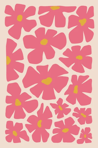 Moderní Květinový Plakát Tisk Květinami Interiérová Abstraktní Malba Barevné Umění — Stockový vektor