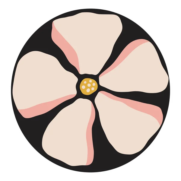 1970年のサイケデリックなグルーヴの花とラウンド抽象的な花のステッカー 丸い形のボーアの審美的なポスター 1970ベクトルヴィンテージレトロカードデザイン グラフィックTシャツ カバー レトロなヒッピーの楽しいデザイン — ストックベクタ