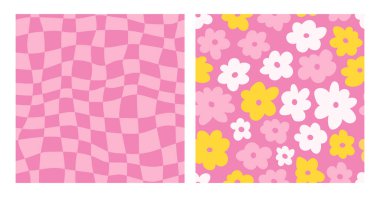 60 'lar, 70' ler, 80 'ler tarzı, geometrik, çiçekli, soyut arkaplan koleksiyonu. Güzel, modaya uygun doku koleksiyonu.