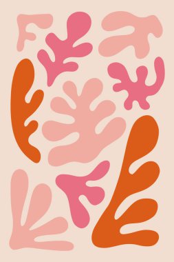 Matisse Soyut Sanatı, Estetik Modern Sanat, Boho Dekor, Minimalist Sanat, İllüstrasyon, Vector, Poster, Poster. Dekorasyon için koleksiyon. Hepsi izole edilmiş vektör.
