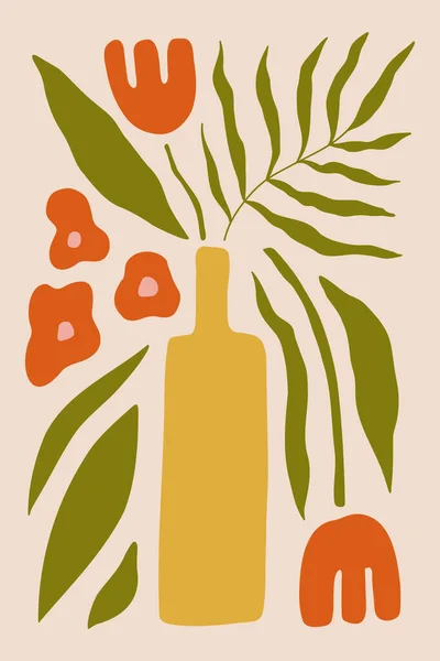 Abstraktní Plakáty Květinami Trendy Botanické Nástěnné Umění Květinovým Designem Pastelových — Stockový vektor